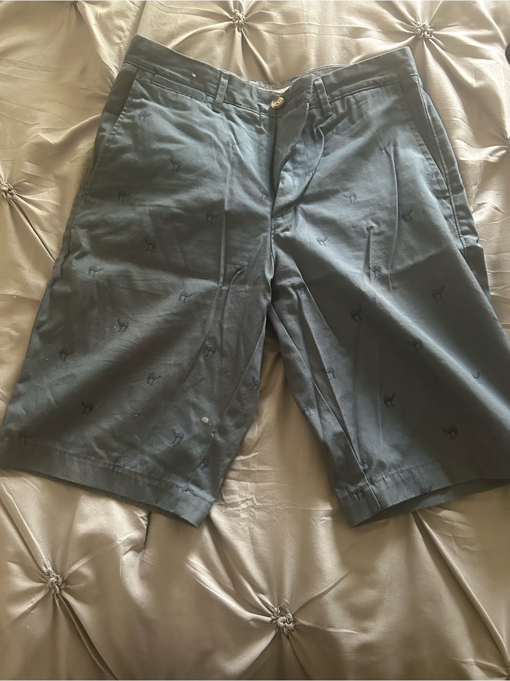 Merona Slate Blue Flat Front Men’s Shorts with Embroidered Motif